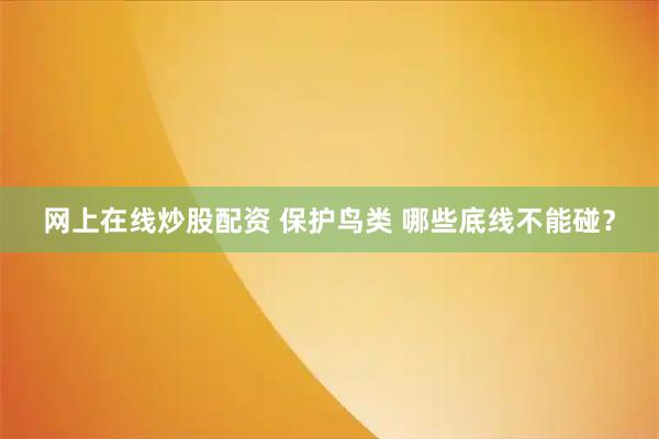 网上在线炒股配资 保护鸟类 哪些底线不能碰？